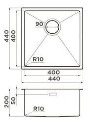 Мойка Omoikiri TAKI 44-U/IF-GM (440х440х200) монтаж врезной/подстольный/вровень, ворон.сталь 4973521
