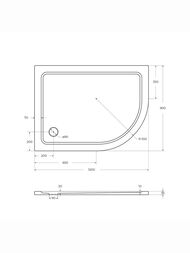 Душевой поддон из стеклокомпозита CEZARES (1200х900х35) левый TRAY-M-RH-120/90-550-35-W-L