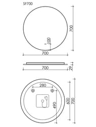 Зеркало SANCOS Sfera (D700) с подсветкой,Touch сенсор выключатель SF700