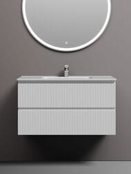 Тумба под раковину SANCOS Snob T (890х445х500) подвесная, два ящика, Bianco SNT90W