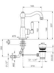 Смеситель для раковины Nicolazzi Cinquanta Petit Mont Blanc бронза 3452BZ76C