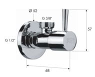 Запорный вентиль 1/2*3/8 Remer 128L1238, хром