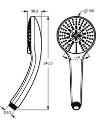 Ideal Standard IDEALRAIN Лейка для душа B9403AA 3 функции, 100мм