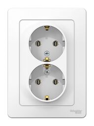 Розетка Systeme Electric BLANCA скрыт.уст. двойная с заземл. без шторок, 16А 250В белый BLNRS001021