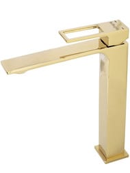 Смеситель на раковину BelBagno LUCE LUC-LMC-ORO-W0 высокий,однозахватный,без донного клапана, золото