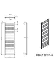 GROTA CLASSIC Полотенцесушитель "Лесенка" водяной 480x1500 нерж.сталь полированная