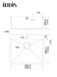 Мойка IDDIS HAZE (590х510х200) нержавеющая сталь, сатин, графит матовый HAZ59GMi77