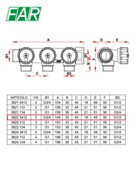 Коллектор регулируемый FAR 3/4"ВН на 3 отвода 1/2"EU, с вставкой под плоское уплот., FK 3822 3412UN — изображение 5