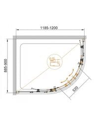 Душевой уголок CEZARES ECO (1185-1200х885-900х1900) RH-2-120/90-P-Cr стекло матовое/хром