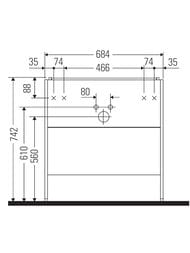 Тумба под раковину Duravit XSquare 684х491х460 напольная, 2 ящика, белый глянец XS447402222 — изображение 2