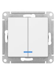 Выключатель Systeme Electric ATLASDESIGN 2-клавишный с подсветкой схема 5а 10АХ белый ATN000153