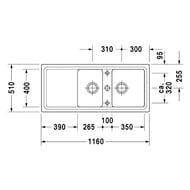 ����� �������� Duravit Cassia 1160�510�225��, ������������, 1,5 ����, ��������, ������� 7513111900