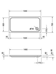 ������ ��������� Duravit D-Code 1400�700 � �������������� ��������� 720095000000001