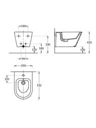 Биде KERAMA MARAZZI PLAZA Modern подвесное, 350х532х290, белый глянцевый PLM.bidet.02 — изображение 6