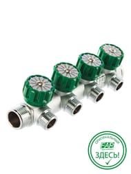 Коллектор регулируемый FAR 3/4"ВН на 4 отвода 1/2"Н, с плоским уплотнением, FK 3824 3412TP — миниатюра 1