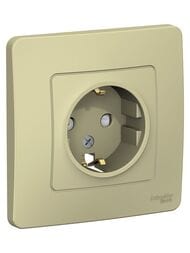 Розетка Systeme Electric BLANCA С/У с заземлением со шторками, 16А, 250В, БЕЖЕВЫЙ BLNRS001117