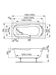 ����� ��������� VAGNERPLAST NYMFA 150 (1500�700�380) �������������, ����� VPBA157NYM2E-04