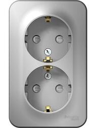 Розетка Systeme Electric BLANCA двойная, с заземлением, со шторками, 16А, 250В, антрацит BLNRA011216