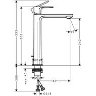 Смеситель для раковины Hansgrohe Rebris E 72581670 однозахват., дон.клапан, излив 242мм, мат.черный