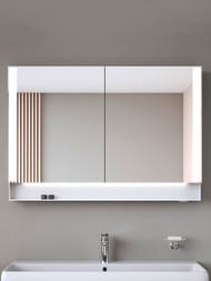 Зеркальный шкаф Duravit Qatego 1000х750х155 подвесной, с подсветкой, полочка, белый QA7152018180010