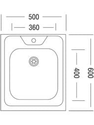 Мойка накладная Ukinox Standart 500х600 матовая нерж. сталь 0,5мм, слив 1 1/2, STD 500.600 ---5C 0CS