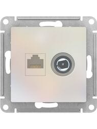 Розетка Systeme Electric ATLASDESIGN двойная компьютерная+ТВ RJ45+TV категория 5E жемчуг ATN000489