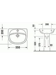 Умывальник DURAVIT DURAPLUS 034455 (550х440х195), отверстие под смеситель, перелив