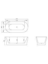 Ванна акриловая BelBagno BB405-1700-800  1700х800х600 овальная, отдельностоящая, переливом, белый