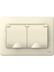Розетка Systeme Electric BLANCA скрыт.устан. IP44 двойная с заземл., 16А, 250В, молочный BLNRS441122