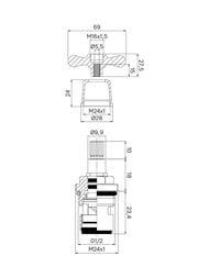 ����-����� c ��������� � �-��, �����, ��������, ����. �����, 180�, G1/2, h=52 ��, IDDIS, 998KR521SM-K