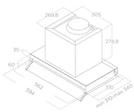 ������� ELICA Boxin Plus IXGL/A/60 LED, 600�310-340��, 1000 �3/�, 255 ��, ����.�����+��� PRF0097795A