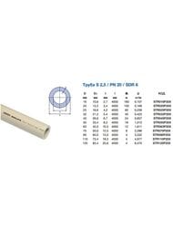 Труба PPR Ekoplastik d25х4,2 PN20 цвет: серый (пог.м) STR025P20X