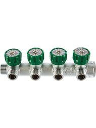 Коллектор регулируемый FAR 3/4"ВН на 4 отвода 1/2"Н, с плоским уплотнением, FK 3824 3412TP — изображение 2
