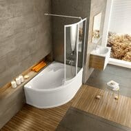 Шторка на ванну RAVAK VSK2 ROSA 150 R (915-935х1500) правая, профиль белый, стекло Transparent