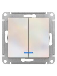 Выключатель Systeme Electric ATLASDESIGN 2-клавишный с подсвет. схема 5а 10АХ жемчуг ATN000453