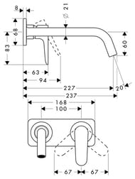 ��������� Axor Citterio M 34115000 ��� ����������� ������������ �������������, � �������, ����� 227��