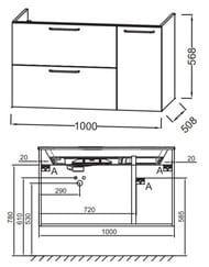 Тумба под раковину Jacob Delafon Odeon Rive Gauche 100см, дуб табак/ручки черные EB2544-R9-E52