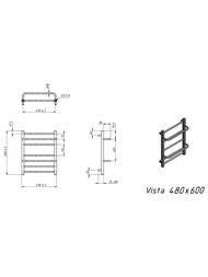 GROTA VISTA Полотенцесушитель электрический 480x600 300Вт нержавеющая сталь