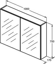Зеркало-шкаф Ideal Standard MIRROR&LIGHT (1000х700х170) с косметическим зеркалом T3592AL — изображение 2