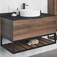 Тумба COMFORTY Порто-90  (905х645х520) с раковиной, столешницей, дуб темно-коричневый 00-00008927