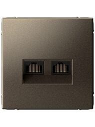 Розетка Systeme Electric ARTGALLERY двойная компьютерная RJ45+RJ45, кат.6А, мокко, GAL000688
