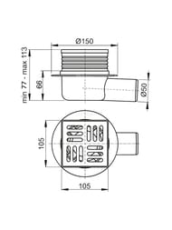 ������� ���� Alcaplast APV26 (105x105/50) ������� ��������, ������� ����.�����, ������ �����������