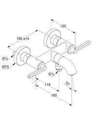 Смеситель KLUDI Nova Fonte Puristic для ванны/душа, двухзахватный, хром 205400515
