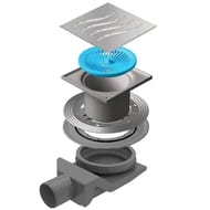 Трап душевой Pestan Confluo Horizontal DRY1, 100х100 нерж.сталь, без рамки, комбинир.гидрозатвор 13000015