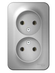 Розетка Systeme Electric BLANCA двойная, без заземления, без шторок, 16А, 250В, алюм. BLNRA000213