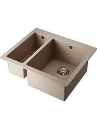 Мойка Omoikiri BOSEN 59-2-SA (590х500х220) врезная, 1,5 чаши, тетогранит, бежевая 4993151
