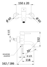 Смеситель для ванны Mariani Next B16212NS, сталь