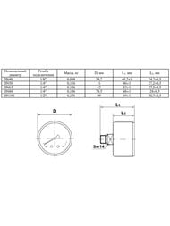Чертёж Манометр Watts F+R150, 0-6 бар, 1/4", D80мм, задн.подкл. (аксиал.),  10008023