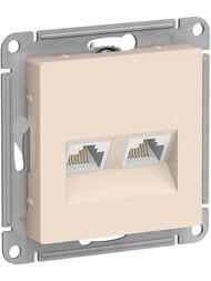 Розетка Systeme Electric ATLASDESIGN двойная компьютерная RJ45+RJ45 категория 5E бежевый ATN000285
