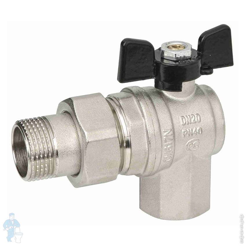 Кран шаровый угловой со сгоном 3/4\" ВН BUGATTI баб. 594 усиленный ...